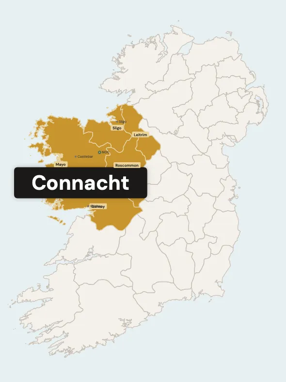 Map of Connacht province showing county boundaries