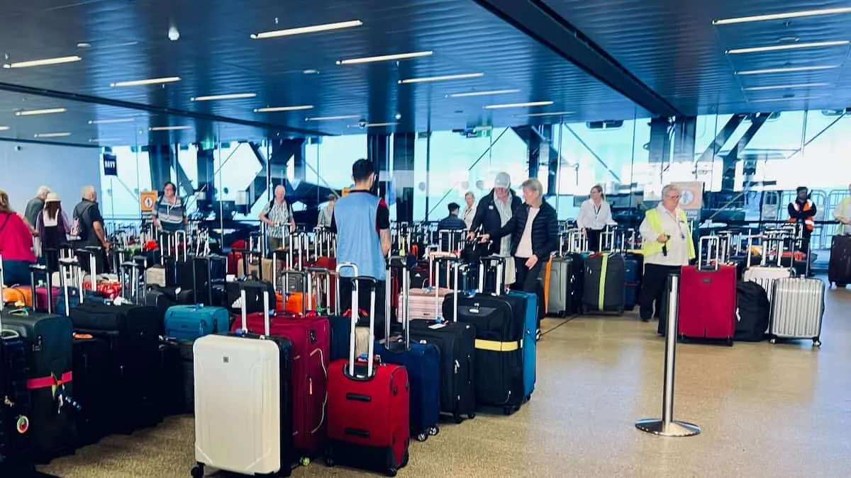 Heaps of suitcases at a port