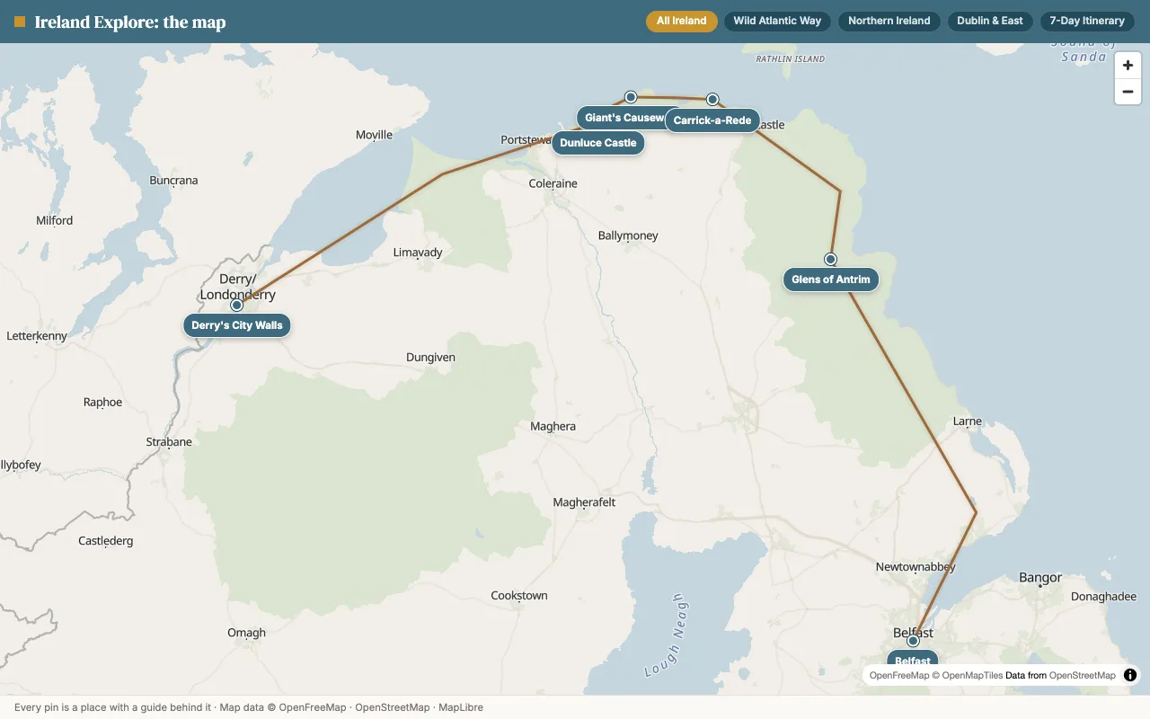 Map of the Causeway Coastal Route: Stops, Map and a Local's Recommendations (2026) route